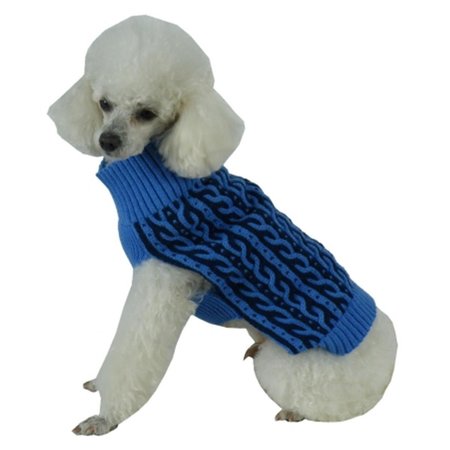 PETPURIFIERS Harmonious Dual Color Weaved Heavy Cable Knitted Dog Sweater; Large PE484741